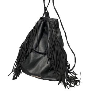 Victoria’s Secret Black Fringe Drawstring Backpack